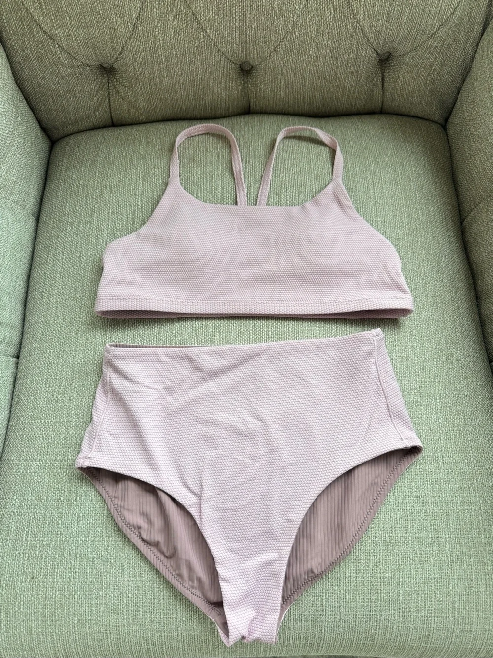 Athleta girl Ribbed Two-Piece High-Waist Bikini Set - Dusty Rose